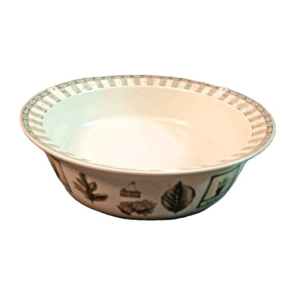 Pfaltzgraff 9" Round Vegetable Bowl Naturewood Stoneware Vintage 1997 Garden - Picture 1 of 8